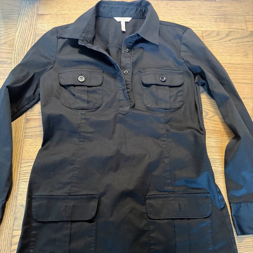 Old Navy Black Utility Shirt Dress Size M